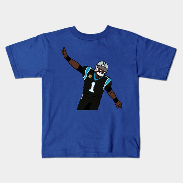 Cam Newton Touchdown Celebration NFL Carolina Panthers Kids T-Shirt by xavierjfong